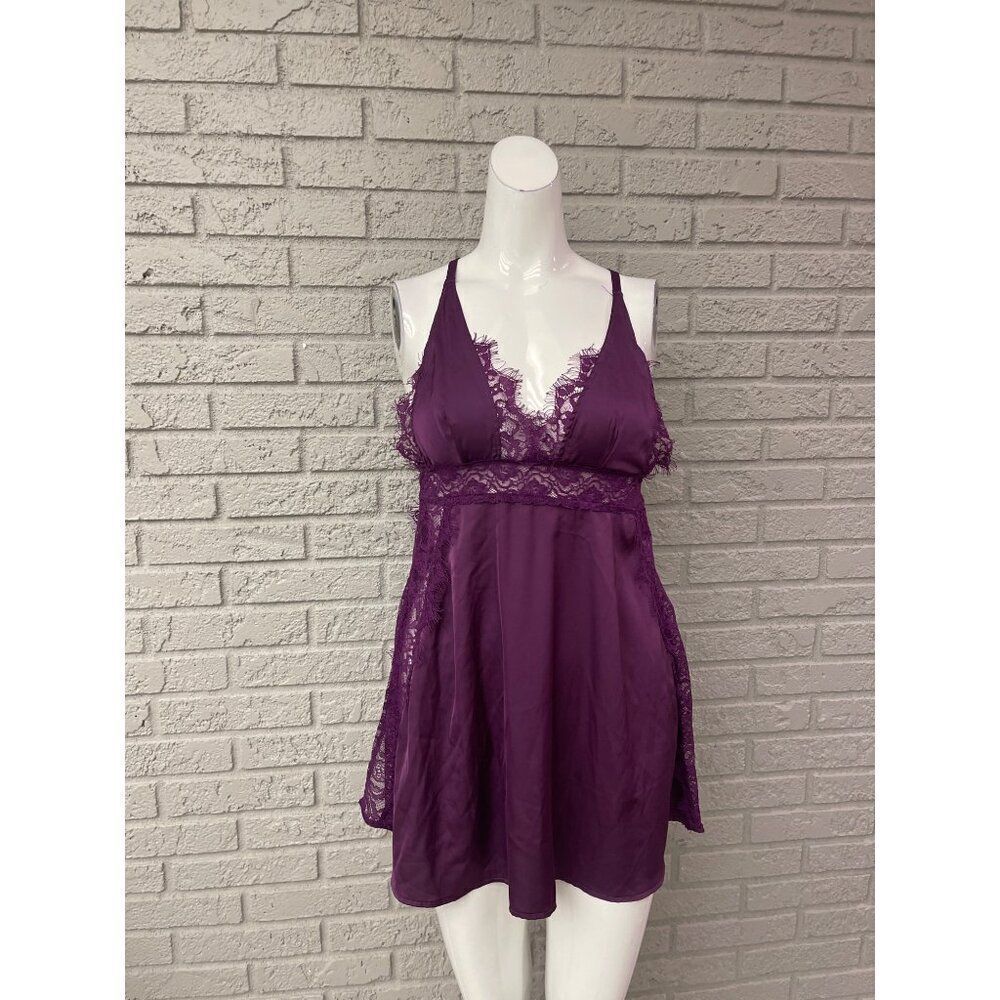 Avid love Women Purple Lace Babydoll Teddy Lingerie / Nightwear Size XS